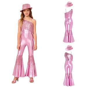 Costume de danse disco pour filles de 6 à 16 ans, combinaison avec chapeau Fedora pour banquets, concours, fêtes, compétitions de danse, costumes de danse jazz - Product Image 2