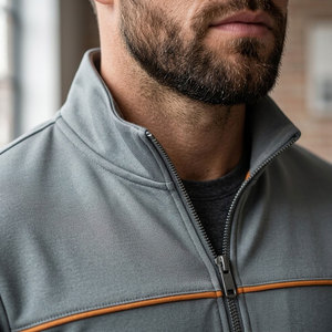 Premium Quality Long Front Sports Training Full Zip <b>Men</b> <b>Track</b> <b>Jacket</b> Stand Collar Breathable Windproof <b>for</b> Running Fitness - Product Image 5