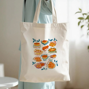 New Design Custom Printed Cotton Canvas Tote <b>Bag</b> New Simple Style Large Cute With Handle Comfortable For Shopping - Product Image 2