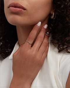 Round Lab Grown Diamond Open Wrap Ring Minimalist Two Stone Dainty Everyday Wear <b>Gap</b> Stackable Band 14K 18K Solid Gold Wholesale - Product Image 6