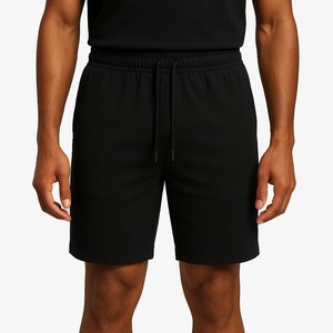 Pantalones cortos Bermuda de algodón de color liso para hombre con cintura con cordón y bolsillos estilo casual - Product Image 3