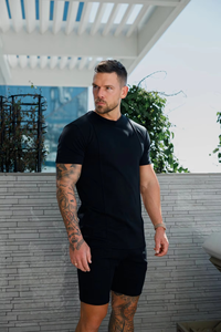 Ensemble 2 pièces surdimensionné pour homme, t-shirt et short à cordon, en polyester/coton tricoté écologique, style vintage, idéal pour l'été (ODM) - Product Image 5