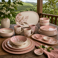 Collection de vaisselle décorative en mélamine bleue et blanche imprimée pour restaurant, hôtel, banquet, buffet, maison