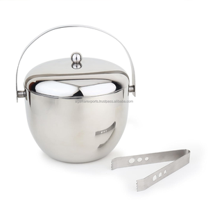 <b>Heavy</b> <b>Duty</b> Double Walled Luxury Ice <b>Bucket</b> with V Tong Stainless Steel | Mirror Finish | Party Use | Made in India - Product Image 1