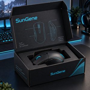 Custom Graphite Cyan Corrugated Mailer <b>Box</b> for Gaming Mouse with Fitted Protective Cradle - Product Image 1