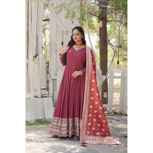 Rich <b>Sequins</b> Embroidered Women's <b>Party</b> Wear Gown with Work - Product Image 3