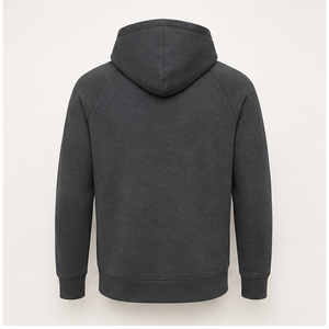 เสื้อฮู้ดดี้ผู้ชายสีเทาชาร์โคลแบบสวมใส่สบาย ปรับแต่งได้ มีเชือกผูกแบบโทนสี กระเป๋าข้าง ผ้าลูปแบ็คเฟรนช์เทอร์รี่ รุ่น MHOOD-0003 - Product Image 2