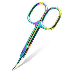 Ciseaux de manucure et pédicure multicolores en acier inoxydable naturel, ciseaux à cuticules, lames droites à pointe arrondie, pour droitiers - Product Image 1