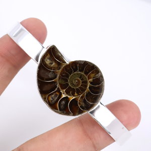 Natural Ammonite Coral <b>Bracelet</b> 925 Sterling <b>Silver</b> Plated Adjustable <b>Cuff</b> <b>Bracelet</b> for Women Handmade Unique Jewelry For Women - Product Image 1