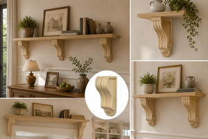 Soporte Decorativo de Madera Maciza para Estantes de Pared, Alféizares de Ventana, Marcos de Puertas, Porches, Exteriores, Interiores y Molduras Arquitectónicas - Product Image 4