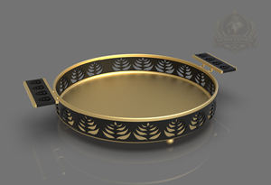 Plateau de service décoratif de luxe en acier inoxydable plaqué or noir, poli sur mesure, pour l'exportation indienne, écologique, pour les entreprises - Product Image 2