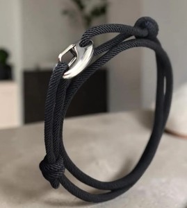 Handmade Adjustable Braided <b>Rope</b> <b>Bracelet</b> with Leather and Cotton for Children's Cute Style - Product Image 1