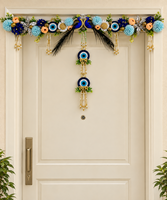 Guirlande de porte Toran indienne faite à la main, décorations de maison, fleurs artificielles en polyester mélangé, paon, Diwali, best-seller