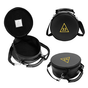 Estuche para Gorra de Rito Escocés de 33.º Grado - Cuero Sintético Negro con Cierre de Cremallera, Ligero y con Excelente Protección - Product Image 1