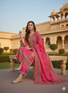 Kurti/Kurta de créateur de mode sud-indienne, rose, avec broderie lourde des deux côtés, sur mesure, à prix raisonnable. - Product Image 3