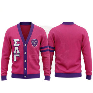 custom sorority sigma gamma lambda <b>cardigan</b> <b>sweater</b> Greek letter Women's <b>Cardigans</b> embroidery chenille logo Greek letter varsity - Product Image 1