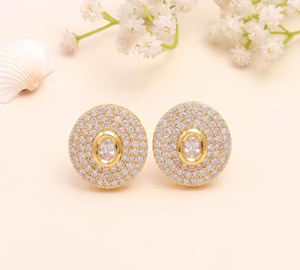 ต่างหูทองเหลืองทรงกลมแบบ Polki ของขวัญวันครบรอบสำหรับผู้หญิง - Product Image 1