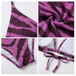 Ensemble bikini 2 pièces imprimé animal pour femme, haut dos nu et bas à nouer sur les côtés, maillot de bain extensible - Product Image 6