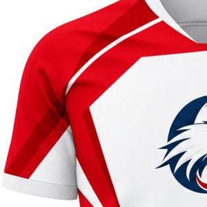 Ensemble de maillots de football personnalisés rouge et blanc, respirant, à séchage rapide, uniforme de football avec nom et numéro du joueur, logo de l'équipe, vêtements de sport OEM ODM - Product Image 5