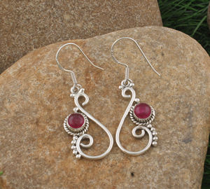 Pendientes de Jade Rojo Natural, Plata de Ley 925, Piedras Preciosas Hechas a Mano, Joyería de Lujo para Mujer, Venta al por Mayor - Product Image 3