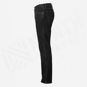Jean en denim coupe droite délavé foncé pour homme, taille haute, coupe slim, en coton, style décontracté, pantalon d'automne - Product Image 3
