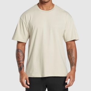 T-shirt à manches courtes pour homme, blanc cassé, col rond, coupe classique, jersey décontracté, 100% coton, couleur unie - Product Image 1