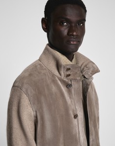 Chaqueta Bomber de Gamuza para Hombre, Cuello Alto, Color Sólido, Casual, Otoño, Corte Regular, Cierre de Botones, Prenda Exterior Moderna y Elegante para Invierno - Product Image 3