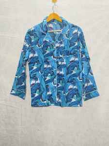 Camisón de algodón con estampado Floral de lujo para mujer, pijama de manga larga, ropa de descanso de lujo suave, conjuntos de pijama de talla grande, informal, transpirable - Product Image 4