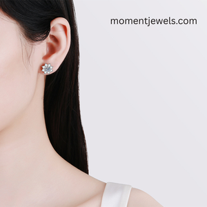 925 <b>Sterling</b> <b>Silver</b> Moissanite Flower Ear <b>Studs</b> for Women Elegant Lady Claw Setting Floral Earrings White Gold Plated Banquet - Product Image 3