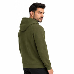 Custom Mens Waffle Knit Hoodie Pullover Casual Fashion <b>Long</b> Sleeve Hooded <b>Sweatshirt</b> Wholesale Apparel Manufacturer - Product Image 3