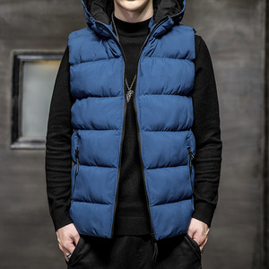 Men's Hooded Canvas Sleeveless Lightweight Puffer Jacket Functional <b>Waterproof</b> Windproof Breathable <b>Warm</b> Outdoor Winter Front - Product Image 4