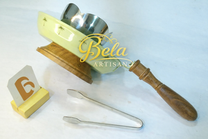 Brûleur à Bakhoor en acier inoxydable de qualité supérieure Bela Artisan avec poignée en bois d'acacia |   Ensemble d'encensoirs indiens résistants à la chaleur |   Oud - Product Image 4