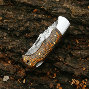 TARJ ENTERPRISES Navaja de bolsillo plegable de acero de Damasco hecha a mano, con mango de madera personalizado, punta de caída, EDC, supervivencia, industrial - Product Image 5