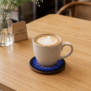 Handcrafted Wooden Drink Coasters Set | Premium Round Tea Coffee Cup Mats Decorative <b>Table</b> <b>Protector</b> for Home Office Dining Gift - Product Image 4