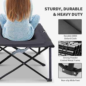 Lettino da campeggio pieghevole per 2 persone, per adulti, extra largo da 50 pollici, portatile, per esterni, con borsa per il trasporto, design rialzato - Product Image 4