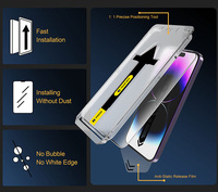 Protection d'Écran en Verre Trempé Anti-Espion 9H à Couverture Intégrale Anti-Traces de Doigts avec Dépoussiérage Automatique pour iPhone 17 Pro Max 16 15 14 13