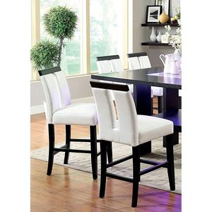 Bella pelle bianca e nera imbottita altezza bancone sedie a fessura Design posteriore per cucina e soggiorno-Set di 2 - Product Image 5