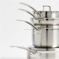 Ensemble de casseroles de restaurant en acier inoxydable certifié ISO, résistantes à la chaleur, avec couvercle en verre trempé, poignée longue, design moderne