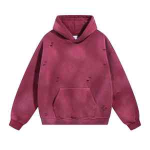 Sudaderas con capucha vintage pesadas para hombre al por mayor, sudaderas con capucha desgastadas de gran tamaño, sudaderas con capucha lisas personalizadas con lavado ácido - Product Image 4