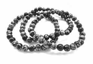 Unisex SnowflakeObsidian <b>Bracelet</b> Muntaha Agate Premium Grade Handmade 8mm Bead Souvenir Gift Natural Crystal Stone Mascot Theme - Product Image 3