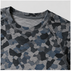 Camiseta de Manga Corta para Hombre con Estampado de Camuflaje en Fragmentos de Granito Azul Ceniza, Cuello Redondo, MTS-CAMO-0049 - Product Image 6