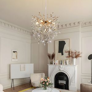 Lampadario Moderno a 7 Luci con Rami in Cristallo Dorato da 18 Pollici, Lampada a Sospensione Contemporanea per Sala da Pranzo - Product Image 2