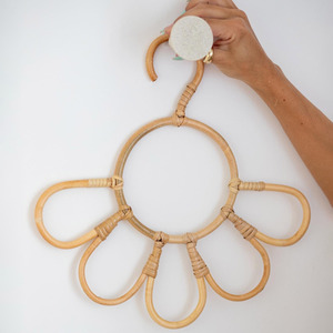 Sun rattan coat hanger hand-crafted wooden <b>clothes</b> hangers for children custom logo accept - Product Image 4