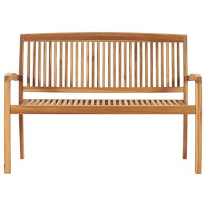 Banc de patio empilable en bois de teck massif de 50.6 pouces avec coussin - Product Image 3