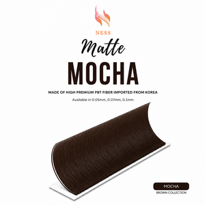 ขนตาปลอม NESS Vegan Natural Long Matte Mocha PBT ขนาด 0.05 มม. 0.07 มม. 0.1 มม. ผลิตด้วยมือ คอลเลคชั่นสีน้ำตาล โฮจิมินห์ซิตี้ - Product Image 1