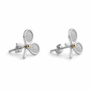 925 Sterling Silver 18K Gold Plated Cute Double Tennis Racquet Stud <b>Earrings</b> Tennis Ball Sports Gift for Women JYOTI GEMS JEWELS - Product Image 5