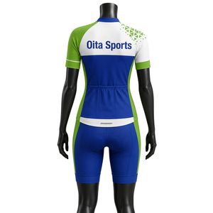 Ensemble de cyclisme pour homme bleu-vert avec fermeture éclair, maillot à manches courtes et short rembourré, vêtements de cyclisme, vêtements de sport - Product Image 2