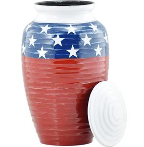 Urnas Metálicas Azules con la Bandera Americana para Cenizas, Recuerdo Patriótico Conmemorativo, con Bolsa de Terciopelo - Product Image 2