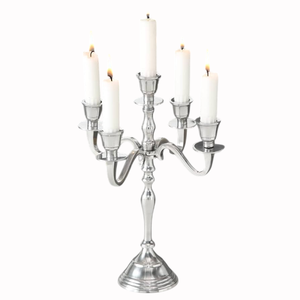 Elegant 5-Arm Aluminum Candelabra <b>Candle</b> Holder <b>Tall</b> Silver Polished Finish Centerpiece For Home Wedding & Events Decoration - Product Image 6