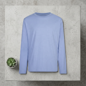 T-shirt unisexe en coton bleu clair à manches longues, uni, teint, pour adultes - Product Image 5
